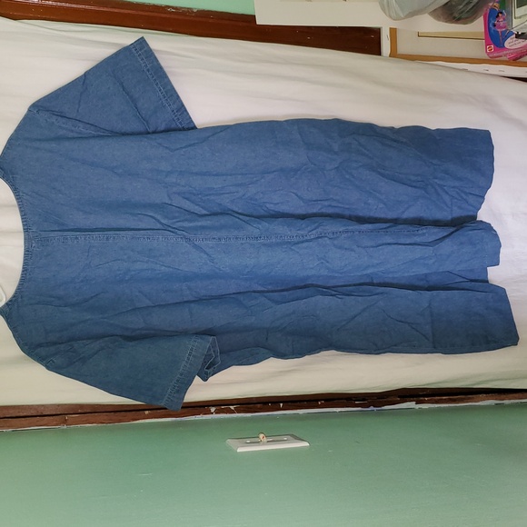 Vintage 90s Embroidered Lighthouse Denim Dress - Picture 9 of 9